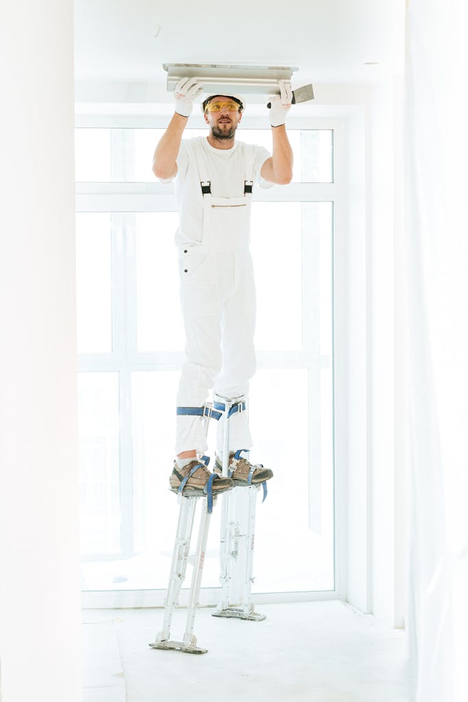 Dubai worker fixing air conditioning